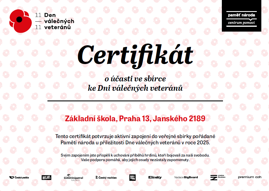 Certifikát Den veteránů
