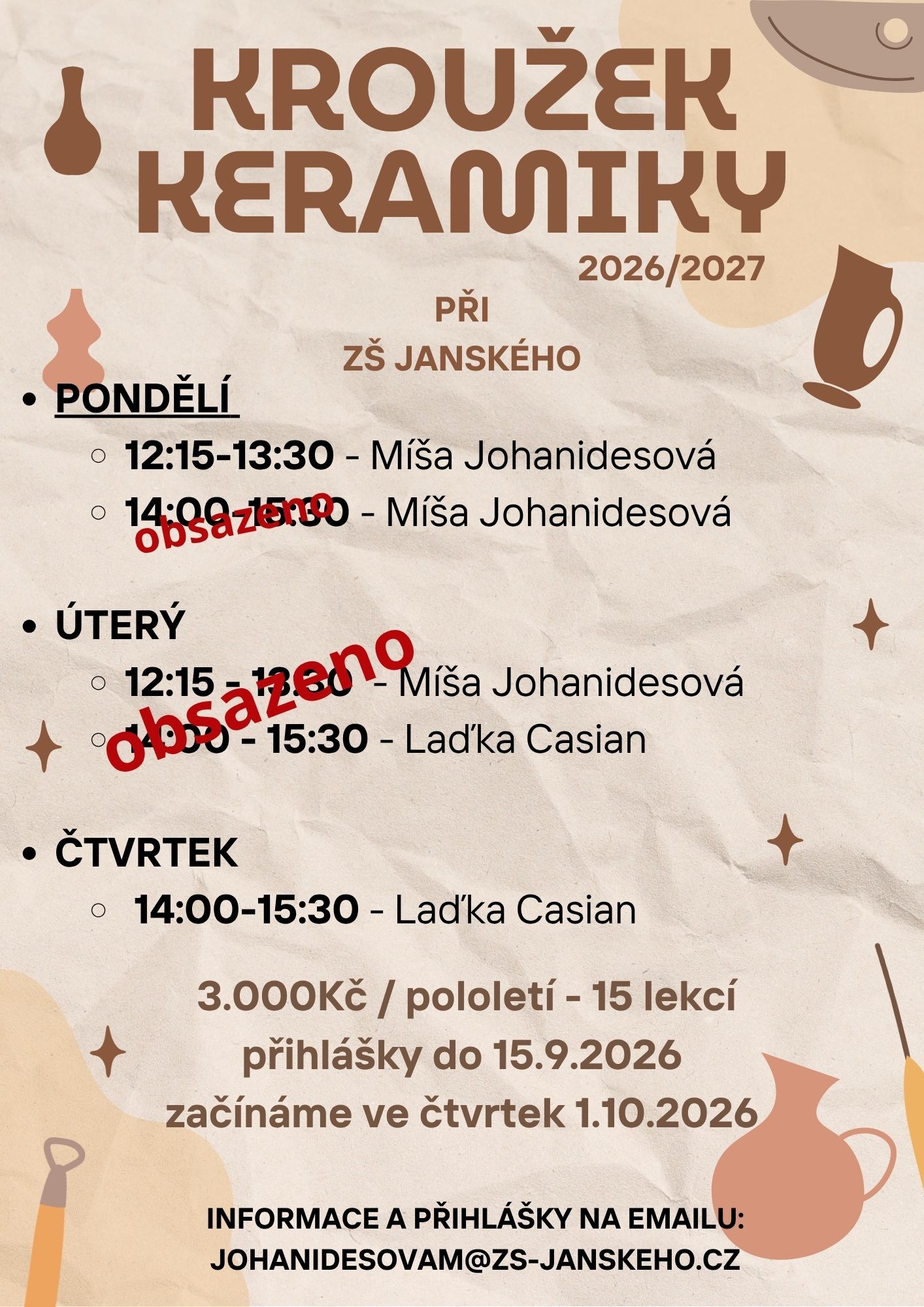 Kroužek keramiky při ZŠ Janského