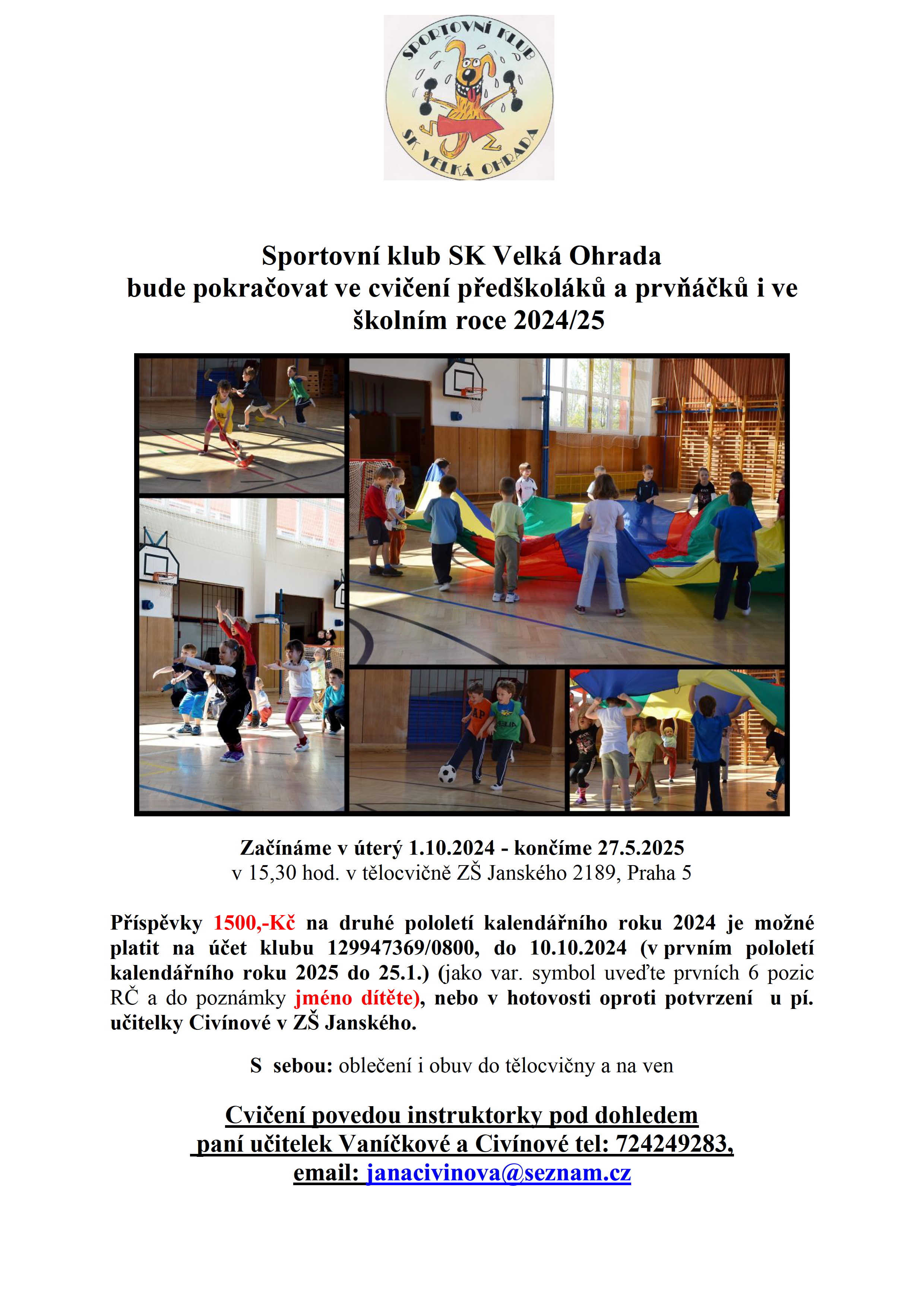 Cvičení předškoláků a prvňáčků