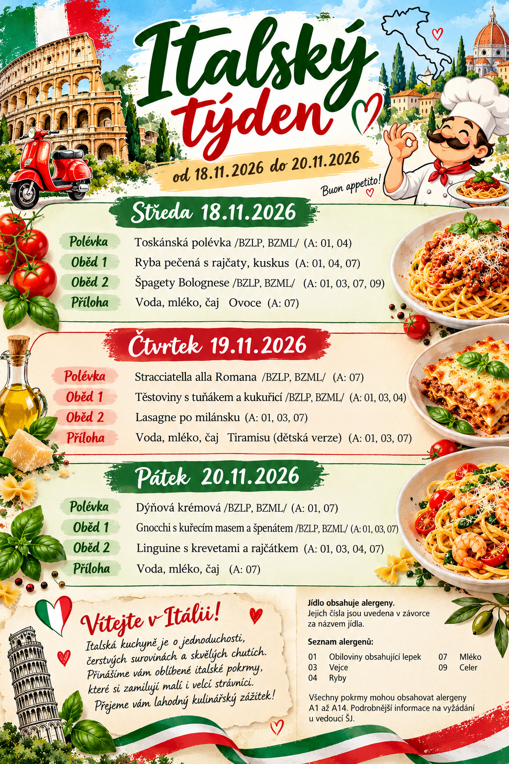Italský týden ve školní jídelně